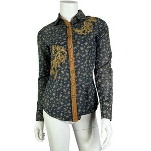 ROAR embroidered/bedazzled blouse in size XS